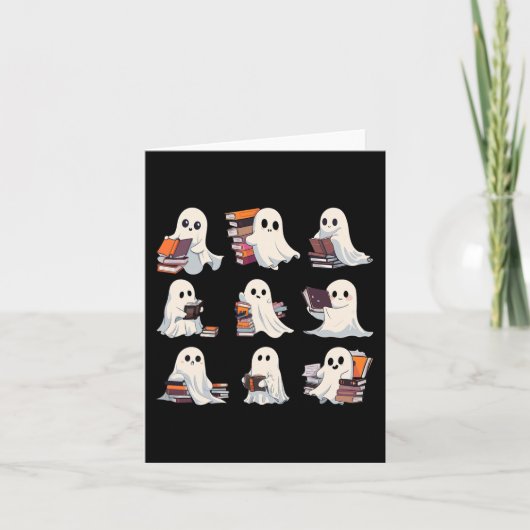 Halloween Niedlich Ghost mehr Bücher lesen Spooky  Karte (Vorderseite)