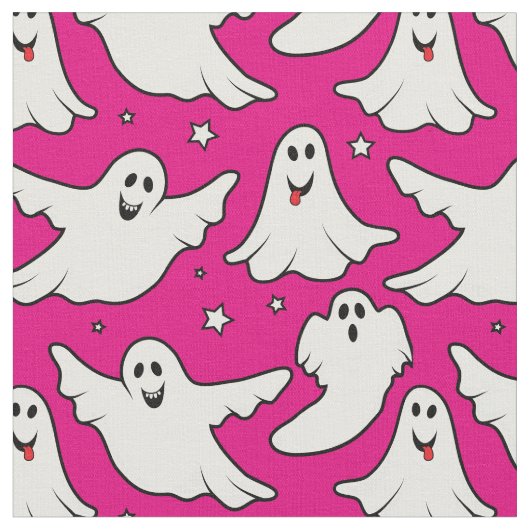Halloween Niedlich Ghost Pattern auf rosa Stoff (Nahaufnahme)