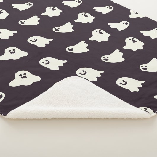 Halloween Niedlich Ghost Pattern Fall Sherpa Blank Sherpadecke (3/4)