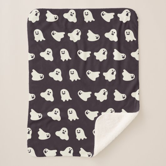 Halloween Niedlich Ghost Pattern Fall Sherpa Blank Sherpadecke (Vorderseite)