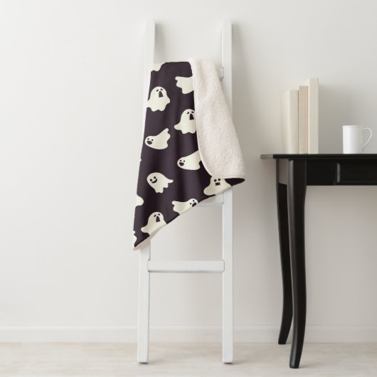 Halloween Niedlich Ghost Pattern Fall Sherpa Blank Sherpadecke (Beispiel)