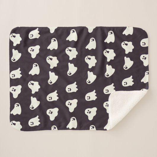 Halloween Niedlich Ghost Pattern Fall Sherpa Blank Sherpadecke (Vorderseite (Horizontal))