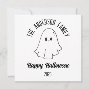 Halloween Niedlich Ghost Personalisierter Name Jah Feiertagskarte
