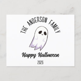 Halloween Niedlich Ghost Personalisierter Name Jah Feiertagspostkarte