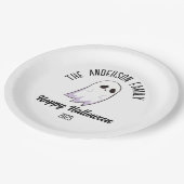 Halloween Niedlich Ghost Personalisierter Name Jah Pappteller (Schrägansicht)