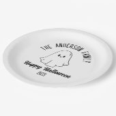 Halloween Niedlich Ghost Personalisierter Name Jah Pappteller (Schrägansicht)