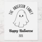 Halloween Niedlich Ghost Personalisierter Name Jah Weinetikett (Einzelnes Label)