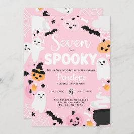 Halloween Niedlich Ghost Pumpkin 7. Geburtstagspar Einladung