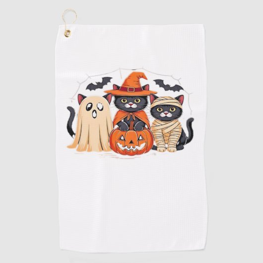 Halloween Niedlich Ghost Pumpkin Cat Classic T - S Golfhandtuch (Vorderseite)