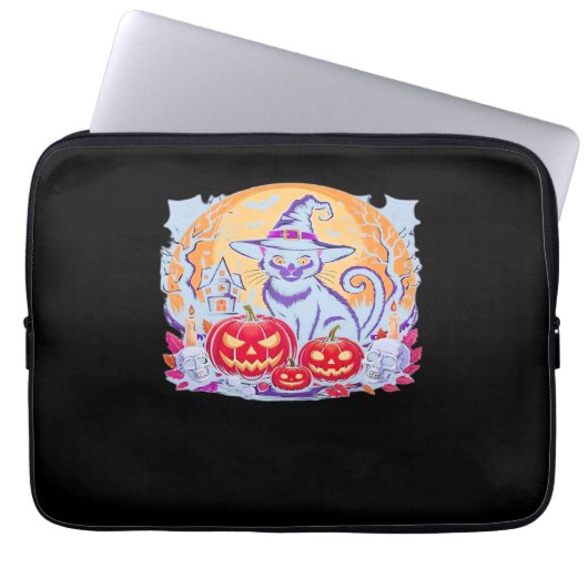 Halloween Niedlich Ghost Pumpkin Cat Classic T - S Laptopschutzhülle (Vorderseite)