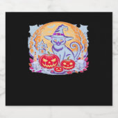 Halloween Niedlich Ghost Pumpkin Cat Classic T - S Schaumweinetikett (Einzelnes Label)