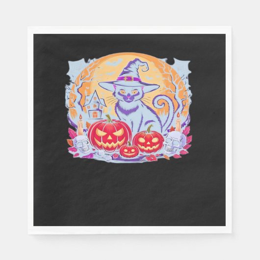 Halloween Niedlich Ghost Pumpkin Cat Classic T - S Serviette (Vorderseite)