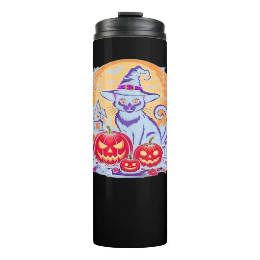 Halloween Niedlich Ghost Pumpkin Cat Classic T - S Thermosbecher (Vorderseite)