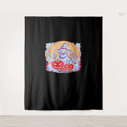 Halloween Niedlich Ghost Pumpkin Cat Classic T - S Wandteppich (Vorderseite)