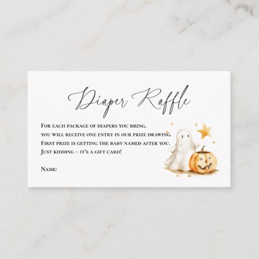 Halloween Niedlich Ghost Pumpkin DIAPER RAFFLE Begleitkarte (Vorderseite)