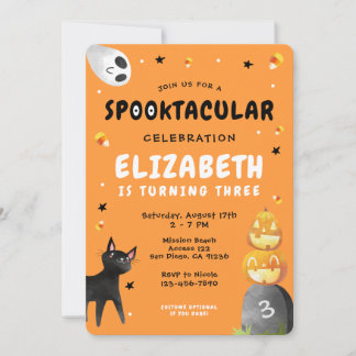 Halloween Niedlich Ghost Pumpkin Girls Geburtstags Einladung