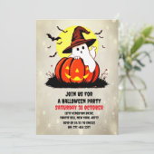 Halloween Niedlich Ghost Pumpkin-Party Einladung (Stehend Vorderseite)