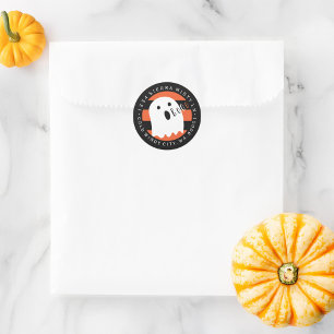 Halloween-Niedlich Ghost-Rücksendeadresse Runder Aufkleber