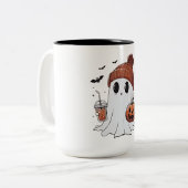 Halloween Niedlich Ghost Shirt Fall Pumpkin Coffee Zweifarbige Tasse (Vorderseite Links)