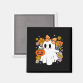 Halloween Niedlich Ghost Vintager Blumenstrauß ode Magnet (Vorderseite/Rückseite)