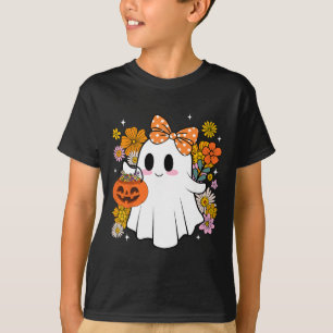 Halloween Niedlich Ghost Vintager Blumenstrauß ode T-Shirt