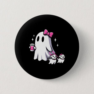 Halloween Niedlich Ghost Walking Hund Spooky Pink Button