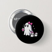 Halloween Niedlich Ghost Walking Hund Spooky Pink Button (Vorne & Hinten)