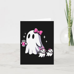 Halloween Niedlich Ghost Walking Hund Spooky Pink Karte