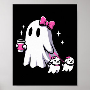 Halloween Niedlich Ghost Walking Hund Spooky Pink  Poster