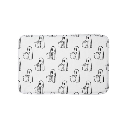 Halloween, Niedlich Ghost White, Trick oder Treat, Badematte (Vorderseite)