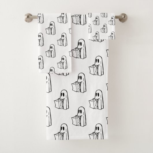 Halloween, Niedlich Ghost White, Trick oder Treat, Badhandtuch Set (Insitu)