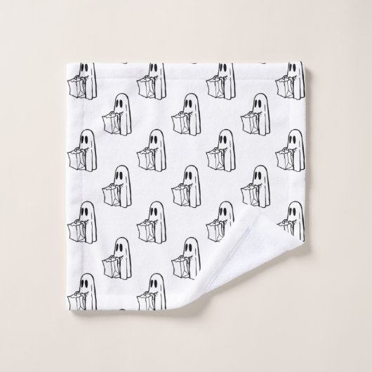 Halloween, Niedlich Ghost White, Trick oder Treat, Badhandtuch Set (Waschlappen)