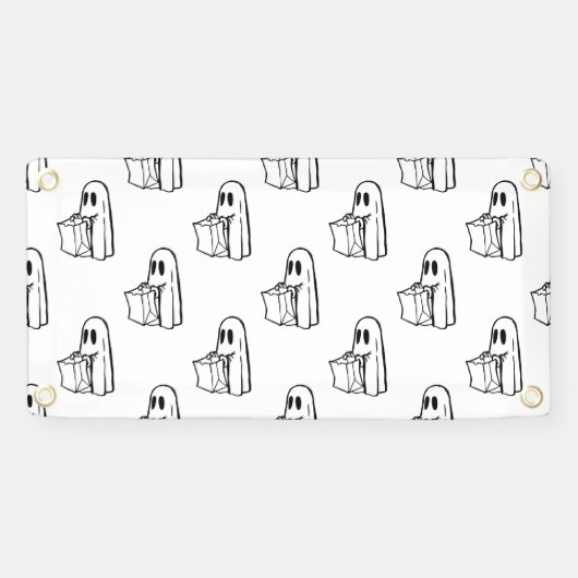 Halloween, Niedlich Ghost White, Trick oder Treat, Banner (Horizontal)