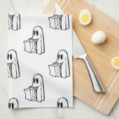Halloween, Niedlich Ghost White, Trick oder Treat, Geschirrtuch (Viertel Falte)