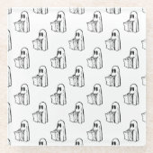 Halloween, Niedlich Ghost White, Trick oder Treat, Glasuntersetzer (Vorderseite)