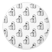 Halloween, Niedlich Ghost White, Trick oder Treat, Keramikknauf (Vorderseite)