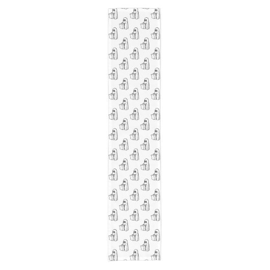 Halloween, Niedlich Ghost White, Trick oder Treat, Kurzer Tischläufer (Vorderseite)