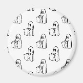 Halloween, Niedlich Ghost White, Trick oder Treat, Magnet (Vorne)