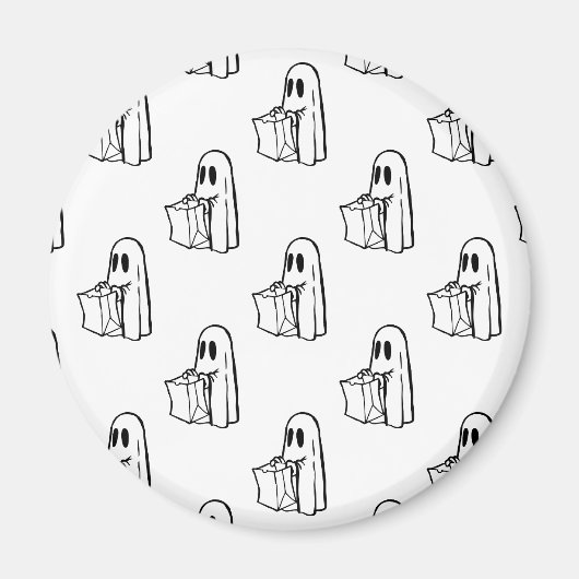 Halloween, Niedlich Ghost White, Trick oder Treat, Magnet (Vorne)