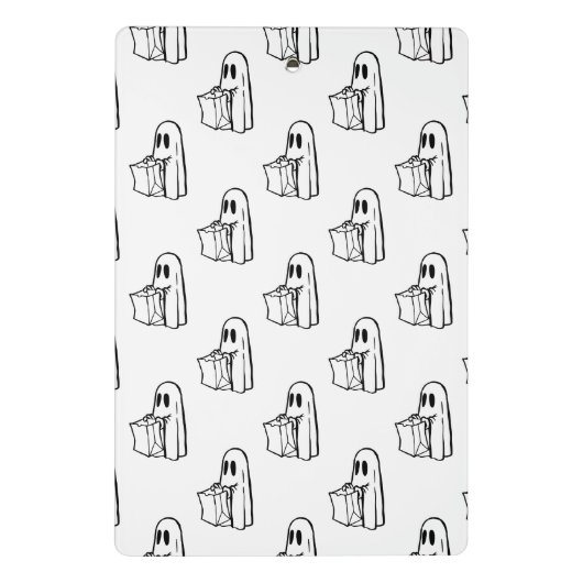 Halloween, Niedlich Ghost White, Trick oder Treat, Mini Klemmbrett (Rückseite)