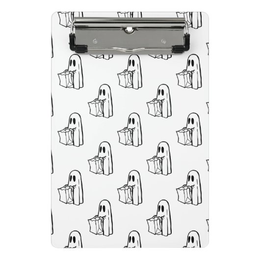 Halloween, Niedlich Ghost White, Trick oder Treat, Mini Klemmbrett (Vorderseite)