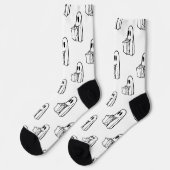 Halloween, Niedlich Ghost White, Trick oder Treat, Socken (Linkes Detail)