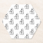 Halloween, Niedlich Ghost White, Trick oder Treat, Untersetzer (Vorderseite)