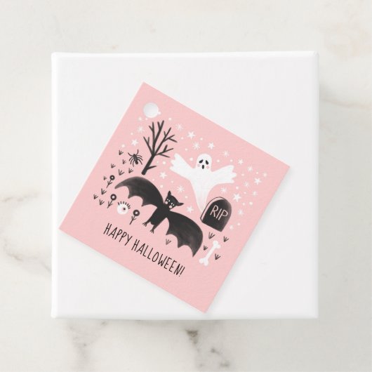 Halloween Niedlich Ghosts Bat Black Pink Illustrat Geschenkanhänger (Beispiel)