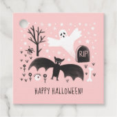 Halloween Niedlich Ghosts Bat Black Pink Illustrat Geschenkanhänger (Vorderseite)