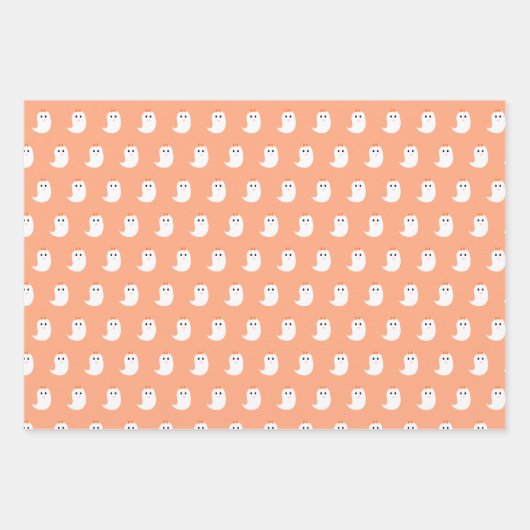 Halloween Niedlich Ghosts Black und Orange Wrappin Geschenkpapier Set (Vorderseite)
