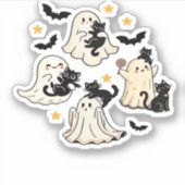 Halloween Niedlich Ghosts Fledermäuse Black Cats O Aufkleber (Vorderseite)