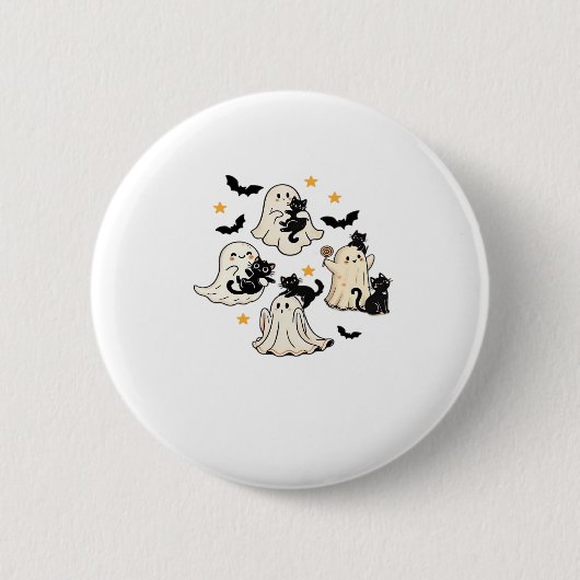 Halloween Niedlich Ghosts Fledermäuse Black Cats O Button (Vorderseite)