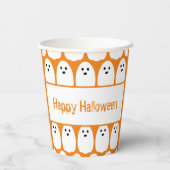 Halloween Niedlich Ghosts Orange Party Pappbecher (Rückseite)