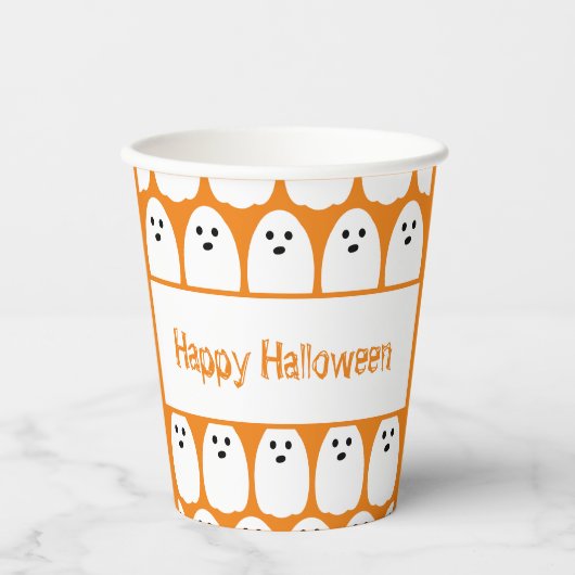 Halloween Niedlich Ghosts Orange Party Pappbecher (Vorderseite)